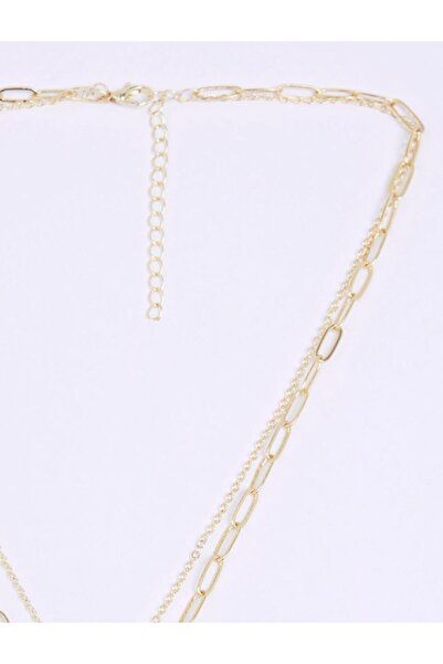 Jimmy Key Altın Rengi Yıldız Ve Kalp Figürlü Çok Zincirli Kolye