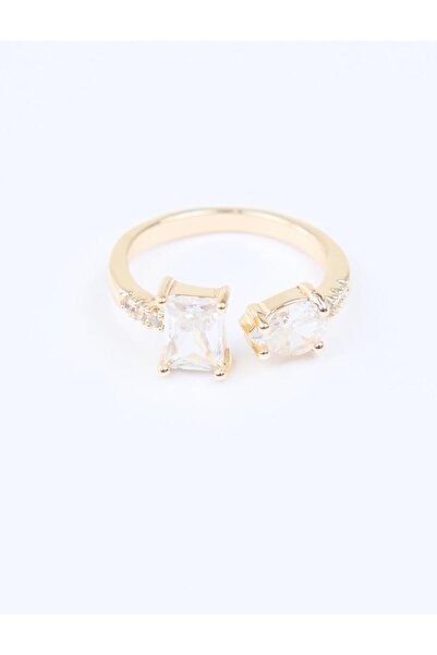 Jimmy Key Gold Color Double Shiny Stone Ring