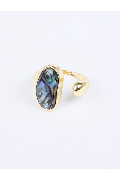 Jimmy Key Gold Color Enamel Detailed Stripe Figured Ring