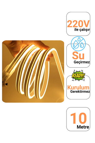 Ema Dükkan 10 Metre Gün Işığı 220 Volt Neon Led Tak Çalıştır Esnek Şerit Neon Led Aydınlatma 8x16 Mm Hortum Led
