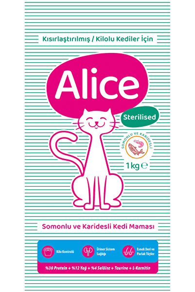 Alice Kısırlaştırılmış / Kilolu Kediler Için Super Premium Mama Somonlu Karid...