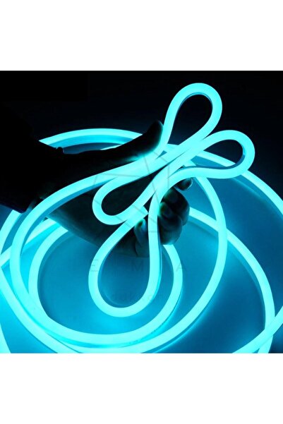 Ema Dükkan 20 Metre Buz Mavisi 220 Volt Neon Led Takçalıştır Esnek Şerit Neon Led Aydınlatma 8x16 Mm Hortum Led