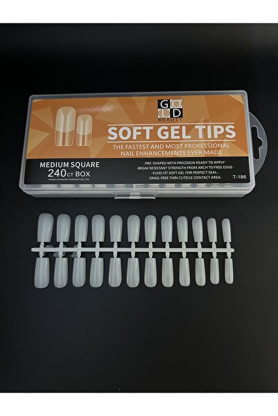 FREELADY Soft Jel Tips Medium Küt Square 240'lı Soft ŞEFFAF