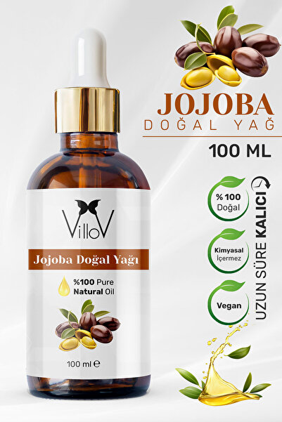 Villov Jojoba Uçucu Yağı Soğuk Sıkım %100 Saf ve Doğal Bitkisel Jojoba Essent...