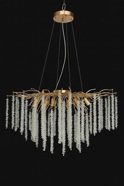 Avize 80 CM Gold Kaplamalı Modern Tasarım Salon Kristal Sarkıt