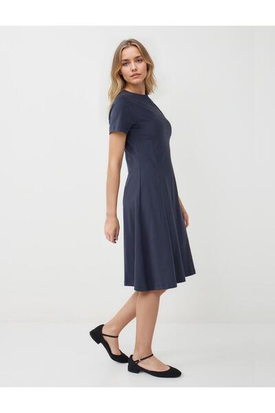 Jimmy Key Mini rochie tricotată cu decolteu bateau bleumarin