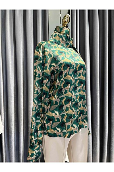 MERAM BUTİK Nars Tiger Crepe Bluz - Patterned - 2