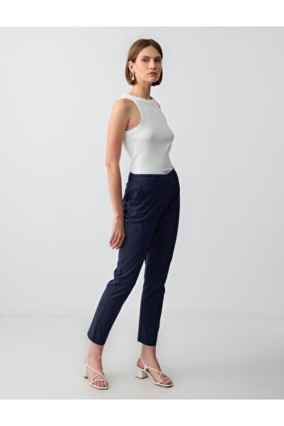 Jimmy Key Синій штани з нормальною талією і нормальною довжиною, виготовлені з габардину