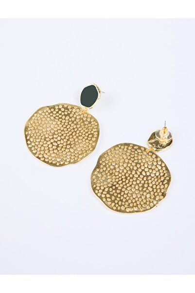 Jimmy Key Altın Rengi Doku Detaylı Sallantılı Küpe