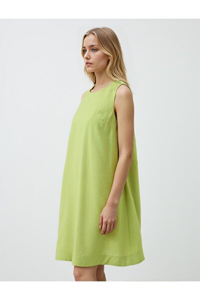 Jimmy Key Yeşil Rahat Kesim Yuvarlak Yaka Kolsuz Midi Elbise