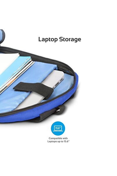 Promate Durable Anti-theft 15.6 Inches Laptop Backpack With Large Secure Compartment blue