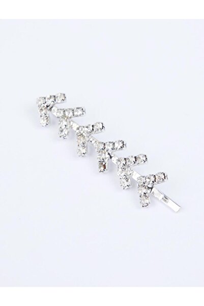 Jimmy Key Gümüş Rengi Parlak Taş Detaylı Tel Toka