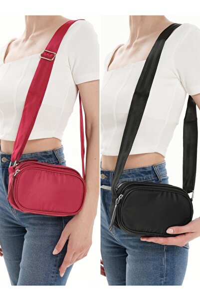 WITH-W Pachet de 2 mini geantă încrucișată - Jina cu coloană reglabilă și buz...