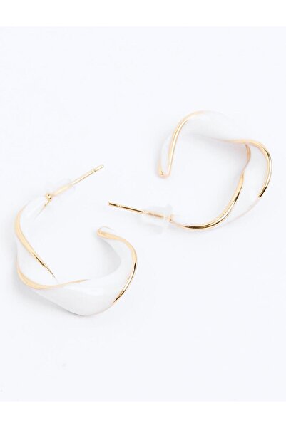 Jimmy Key Altın Rengi Burgu Detaylı Yarım Halka Küpe