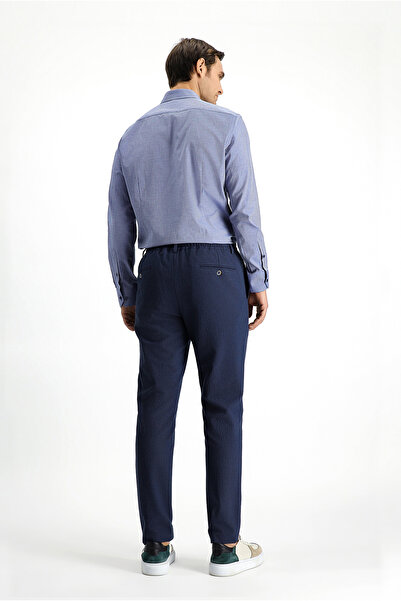 Kiğılı Παντελόνι από κλασικό ύφασμα Super Slim Fit Extra Slim Fit με ελαστική μέση με κορδόνι Seersucker Lycra