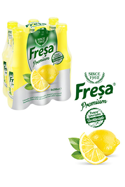 FREŞA Freşa Premium Limonlu Vitaminli Doğal Zengin Mineralli Gazlı İçecek 250ml * 6 Adet