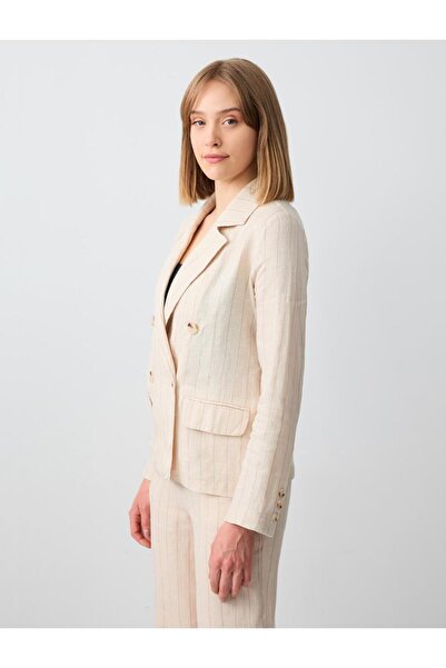 Jimmy Key Taş %100 Keten Uzun Kollu Ceket