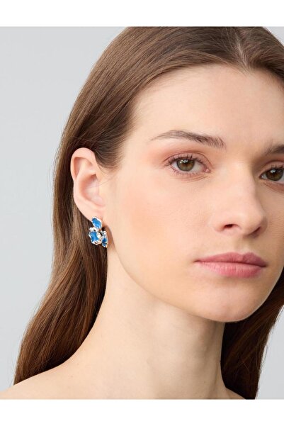 Jimmy Key Mavi Doğal Figürlü Modern Küpe