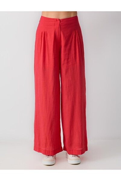 Jimmy Key Kırmızı Loose  Keten Pantolon