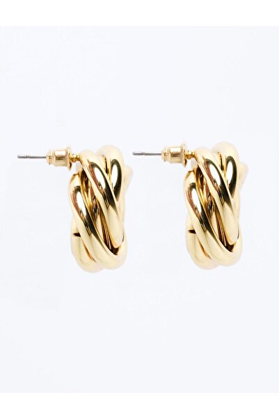 Jimmy Key Altın Rengi Burgu Desenli Parlak Küpe