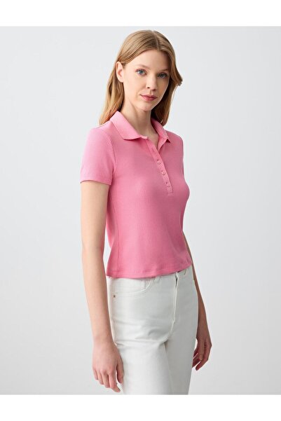 Jimmy Key Pembe Dar Kesim Kısa Kollu Polo Yaka Örme Tişört