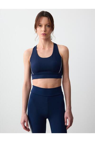 Jimmy Key Navy Blue Slim Fit U-Neck Short Knitted Bralets