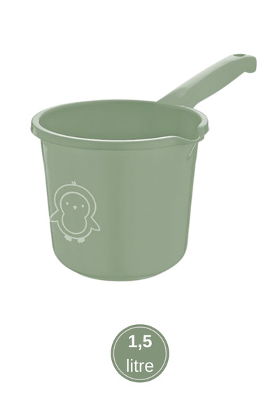 12den 2’li Bebek Banyo Su Kovası ve Maşrapası Seti, Saplı Oluklu Kova 13lt ve Maşrapa 1,5lt Set Yeşil
