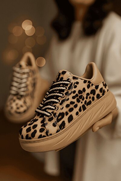 İmerShoes Pantofi de damă cu șireturi cu imprimeu leopard, cu toc înalt și gros - vârf oval 313