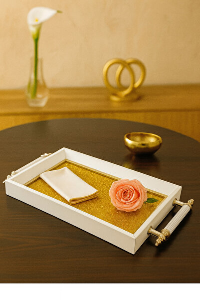 YzHome Luxury Silvery Presentation Tray Gilded Tray 32*17cm