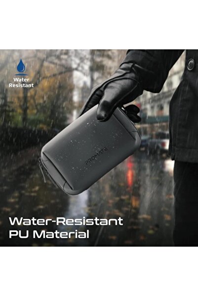 Promate Compact Tech essential Organizer Pouch Bag with Multiple Compartments black