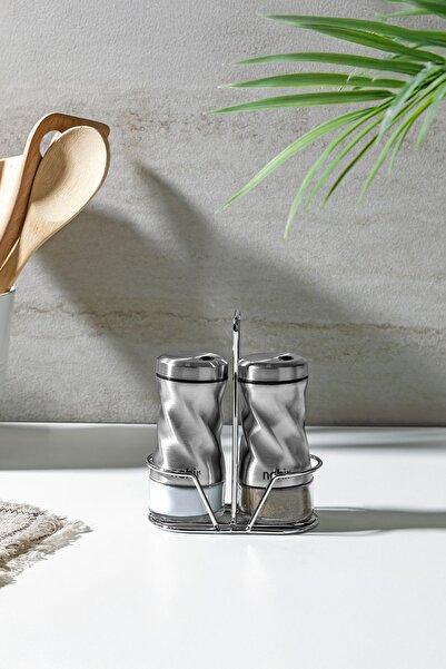 Nehir 2 Piece Stainless Steel Spice Rack Set with Twisted Stand
