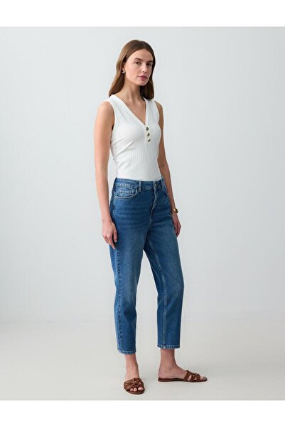 Jimmy Key Mid Rodeo Düz Kesim Yüksek Bel Normal Paça Denim Pantolon