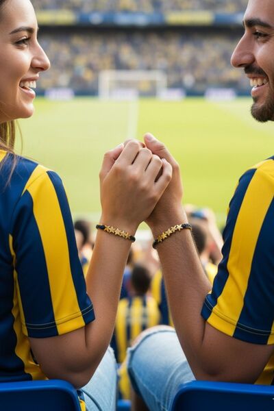 Reoona Special Yellow Navy Blue 5 Star Handmade Bracelet for Couples - Adjust...