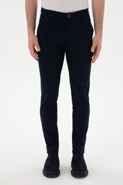 U.S. Polo Assn. Men's Navy Blue Slim Fit Canvas Trousers 50297578-Vr033