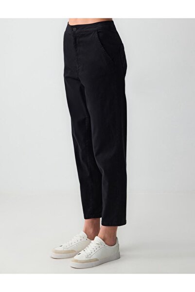 Jimmy Key Siyah Yüksek Bel Normal Paça Gabardin Dokuma Pantolon