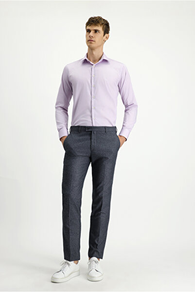 Kiğılı Slim Fit Dar Kesim Desenli Likralı Klasik Kumaş Pantolon