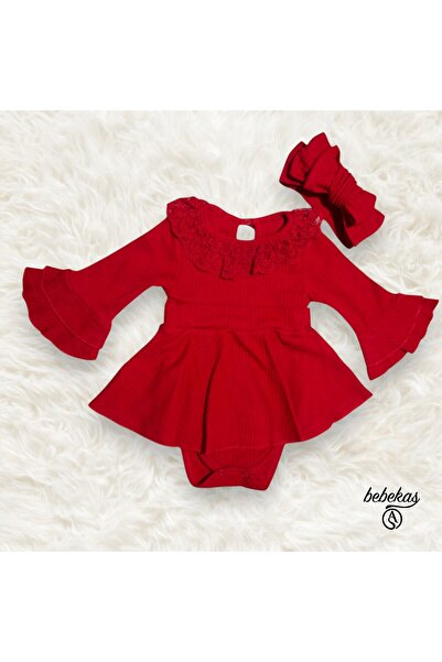 urzalobaby Dantel Detaylı Kız Bebek Bodysuit Elbise