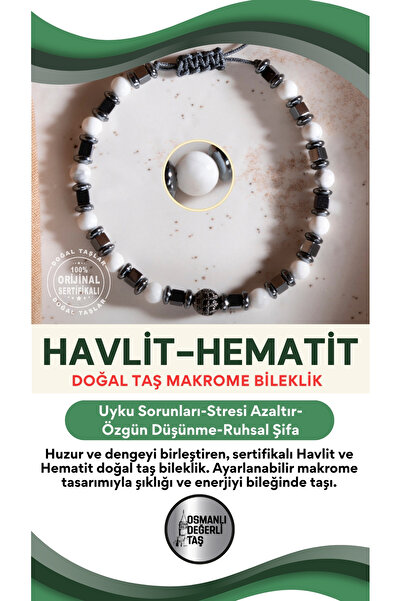 OSMANLI DEĞERLİ TAŞ سوار مكرامية من الحجر الطبيعي هافليت-هيماتيت معتمد قابل ل...