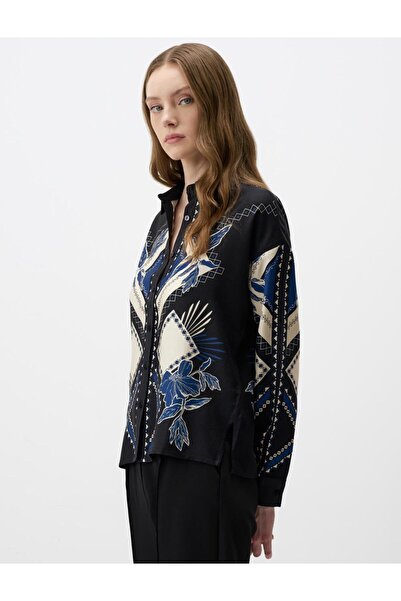 Jimmy Key Black Long Sleeve Geometric Print Woven Shirt