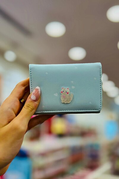 Miniso Sevimli Kedi Serisi Üç Katlı Kadın Cüzdanı (Mavi)