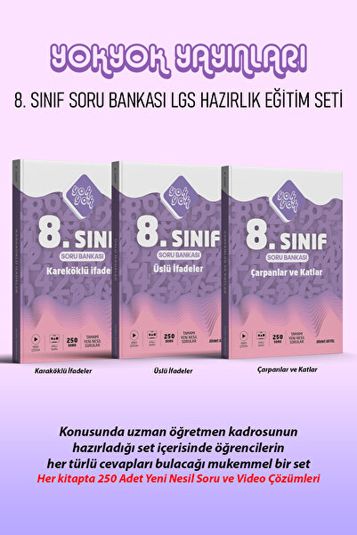 YOK YOK YAYINLARI 8.SINIF MATEMATİK 3'LÜ SORU BANKASI ÇARPANLAR VE KATLAR + Ü...