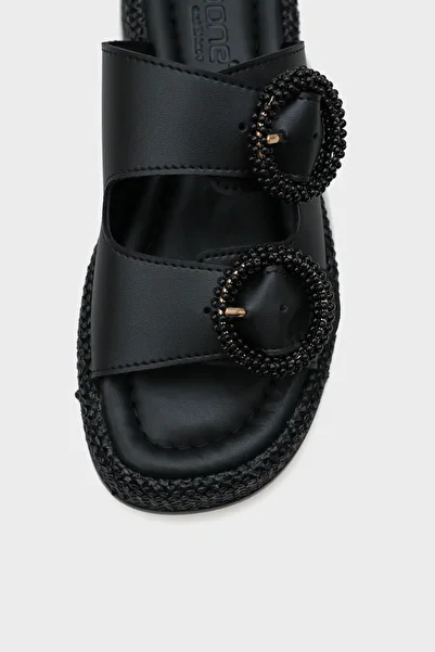 Capone Outfitters Papuci de damă confortabili cu toc cu pană cu cataramă dublă Marla