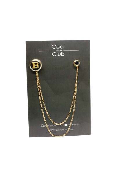 COOLMENCLUB Erkek Altın B Harfli Yaka İğnesi