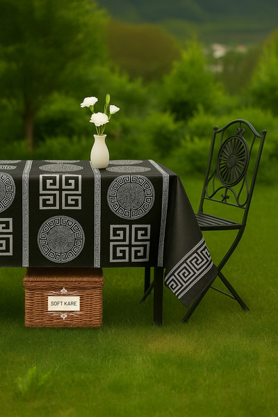 Soft Kare Pvc Fiber Tablecloth – Wipeable, Waterproof, Modern Pattern, for Kitchen and Dining Table