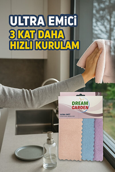 Ultra Emici 3’lü Mikrofiber Temizlik Bezi – İz Bırakmaz, Çizmez, Hızlı Kurulama