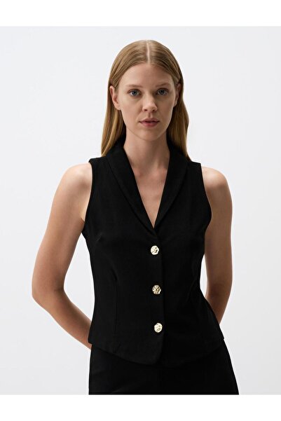 Jimmy Key Vestă tricotată slim fit cu detaliu negru cu nasturi