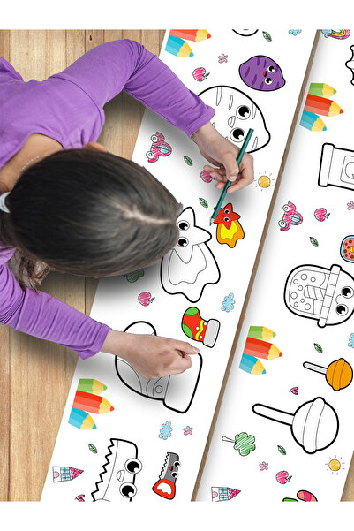 esatoys Örnek Resimli 3.75 Metre Dev Rulo Boyama Kağıdı - Bebek ve Çocuk Akti...