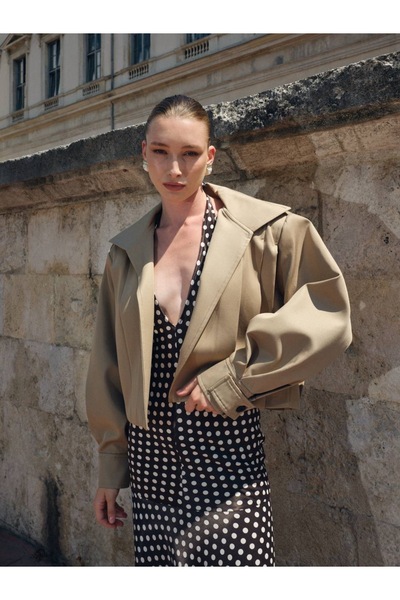 RAVİ Gabardine Bomber Beige Jacket