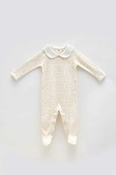 Atelier Babbi Beige Ikat Baby Rompers
