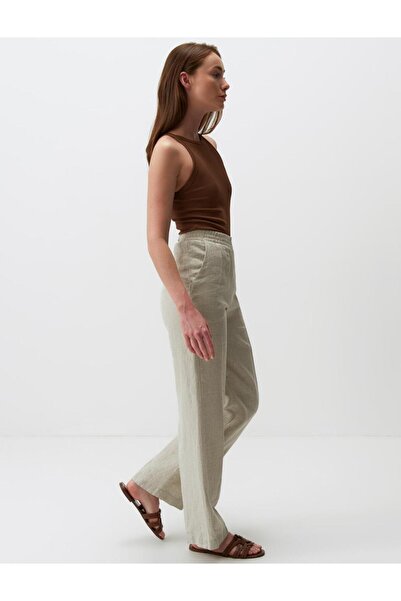 Jimmy Key Wide Leg Elastic Waist Linen Pants